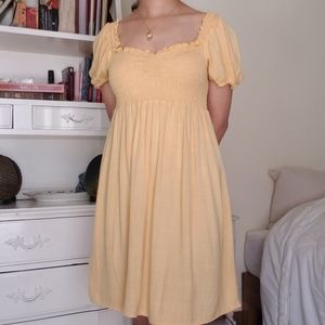 Wild Fable Yellow Smocked Puff Sleeve Mini Dress